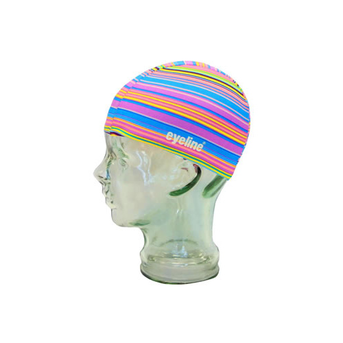 Kids Polyester Print Swim Cap - Lilac Stripe EYSC162